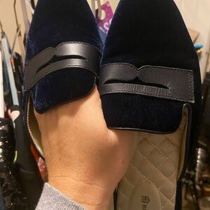 Birdies Navy Velvet Loafers
